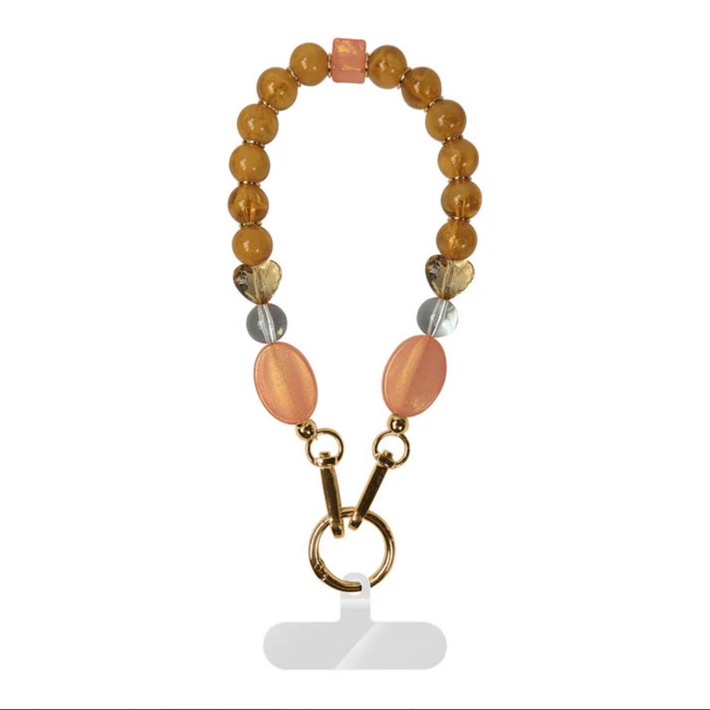 Gold and Peach Beaded Wristlet